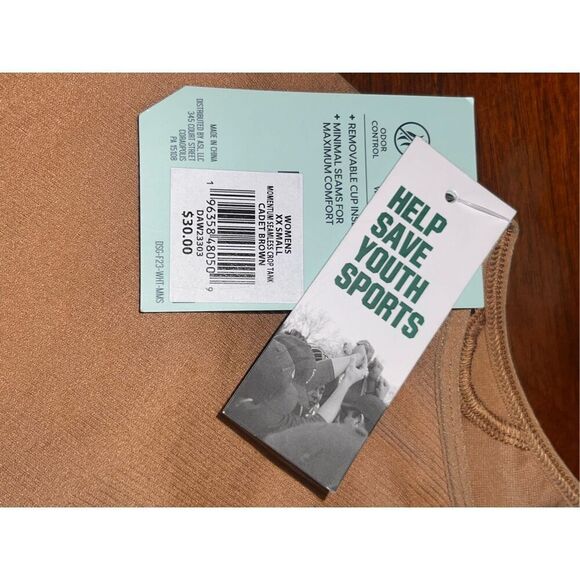 DSG woman’s XXS cadet brown momentum seamless sports bra tank cropped top - Picture 3 of 3